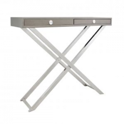 Grey Faux Leather Console Table