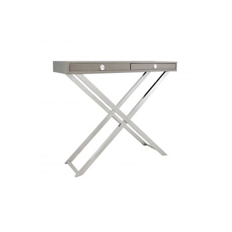 Grey Faux Leather Console Table