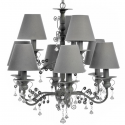 Ten Lamp Chandelier with Shades and Crystals