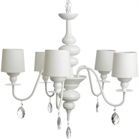 Five Lamp Chandelier with Shades and Crystals