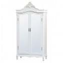 Pure White Armoire (Wardrobe) with Full Mirror Doors
