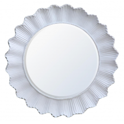 White Round Rib Edged Framed Mirror