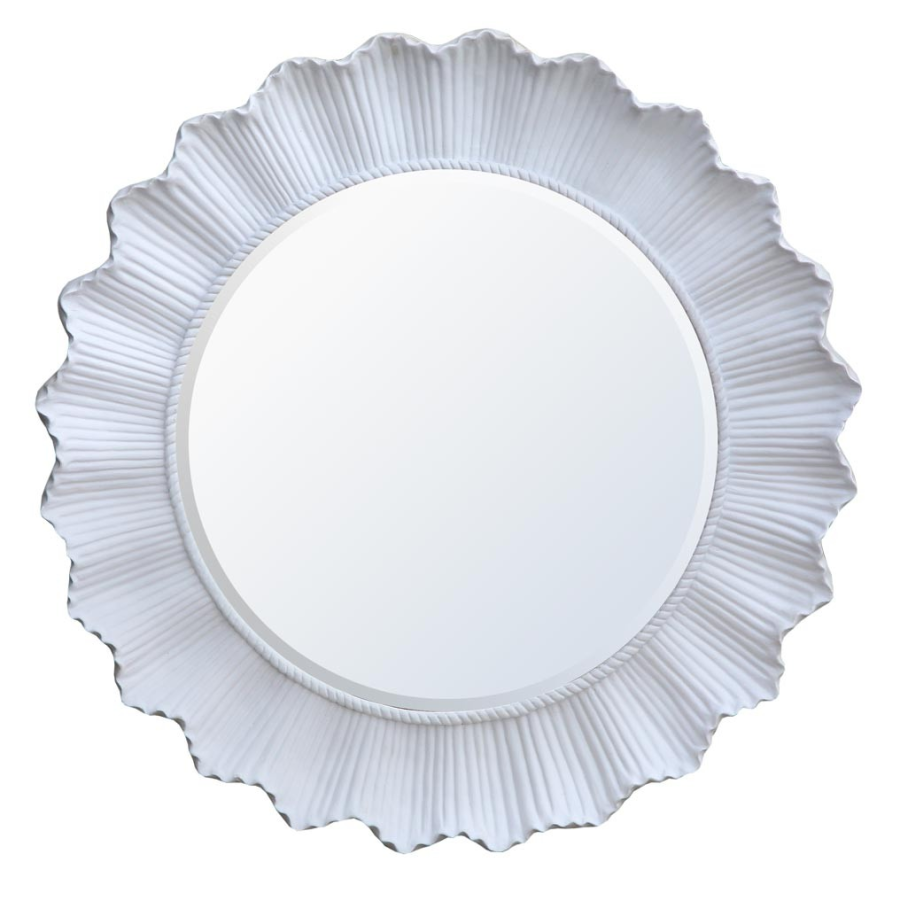 White Round Rib Edged Framed Mirror White Round Rib Edged Framed Mirror