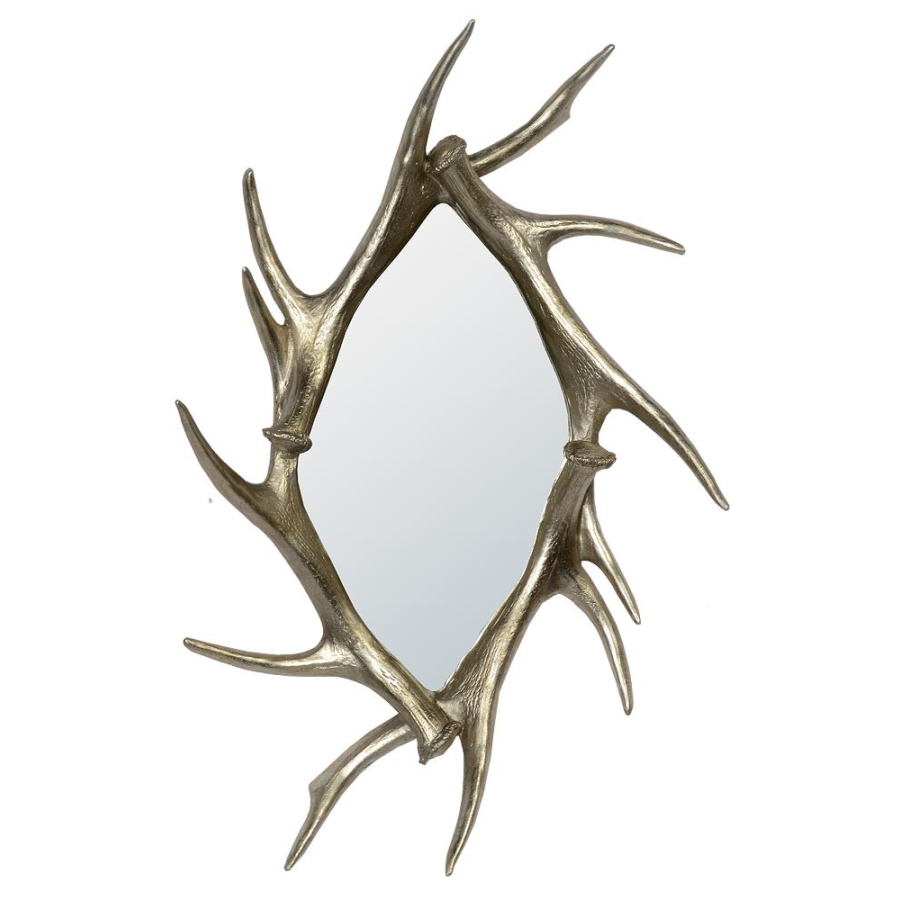 Large Silver Antler Diamond Shaped Mirror Large Silver Antler Diamond Shaped Mirror