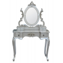 Silver Ornate 3 Drawer Dressing Table and Mirror
