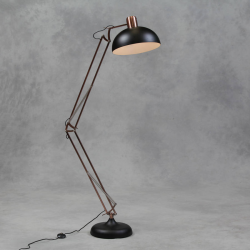 Matt Black Vintage Copper Arms Floor Lamp
