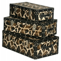 Brown and Cream Cow print Set Of 3 Storage Trunks 