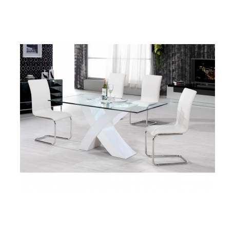 Arizona High Gloss White Table & 4 Chairs