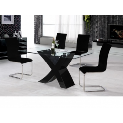 Arizona High Gloss Black Table & Chairs