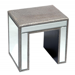 Silver Moc Croc Mirror Dressing Table Stool