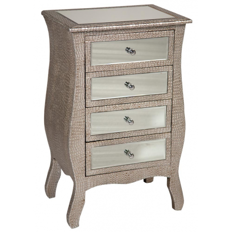 Mirror Silver Moc Croc Drawers / Bedside Table