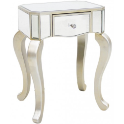 Mirror Lamp End Table With Champagne Silver Trim