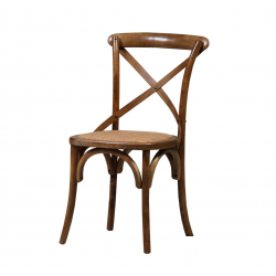 Oak Finish Dining Chair with Rattan Seat