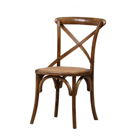 Oak Finish Dining Chair with Rattan Seat