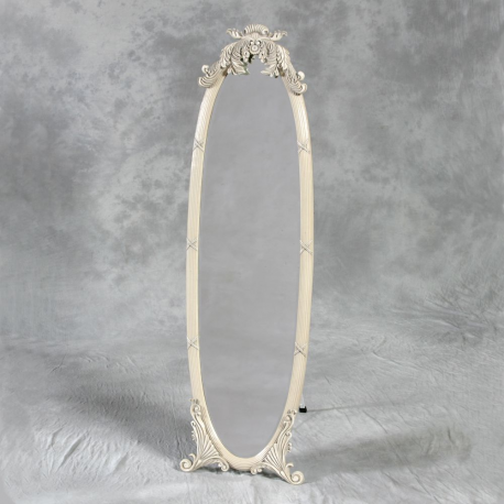 Antiqued Cream Dressing Mirror on Stand