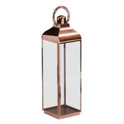 Extra Large Square Polished Copper and Glass Lantern