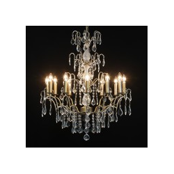 Large French 12 Branch Gold Chandelier