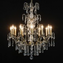 Large French 12 Branch Gold Chandelier