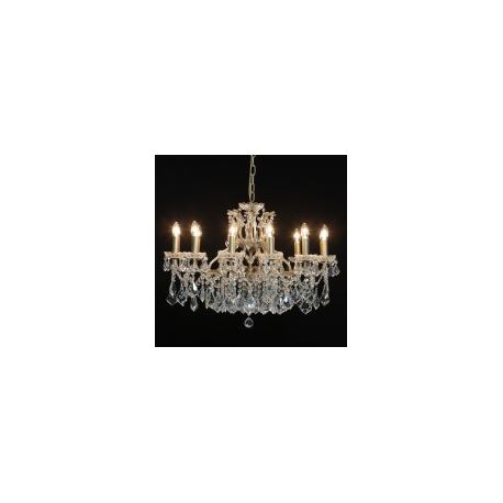 Large French Shallow 12 Branch Gold Chandelier