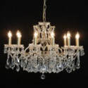 Large French Shallow 12 Branch Gold Chandelier