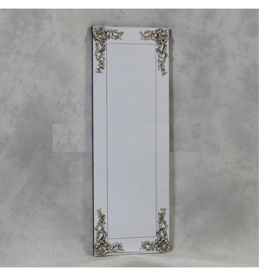 Large Rectangular Frameless Mirror with 'Metallic' Corner Detail Large Rectangular Frameless Mirror with 'Metallic' Corner Detail
