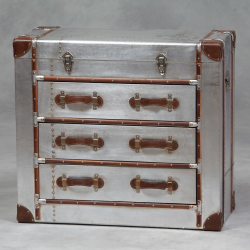 Industrial Travel Trunk Silver Chest of Drawers