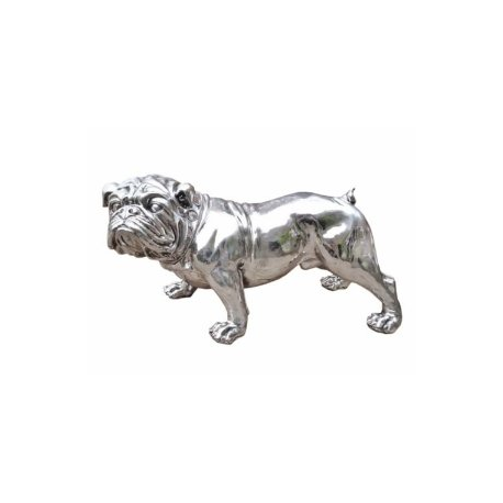 Large Silver Effect Bulldog Figure with Diamonte Collar