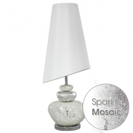 White Lustre Pebble Table Lamp With White Shade