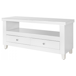 White Glass Two Drawer TV Unit