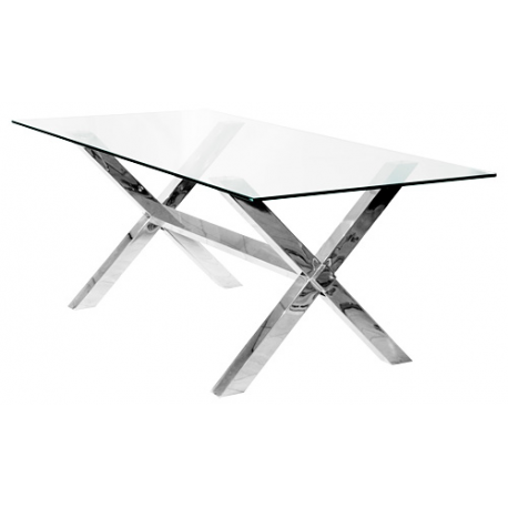Crossly GLass And Chrome Rectangular Dining Table