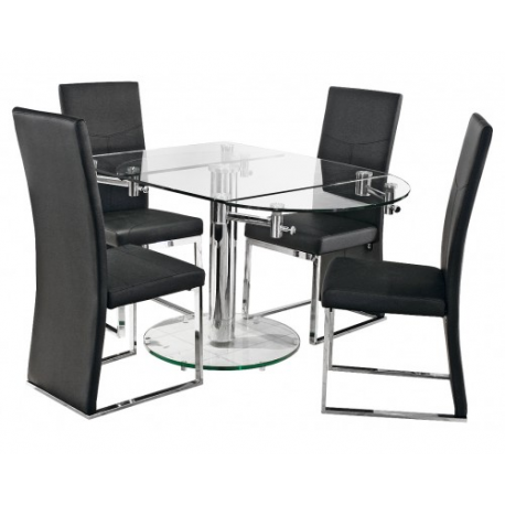 Oval Glass And Chrome Extending Dining Table