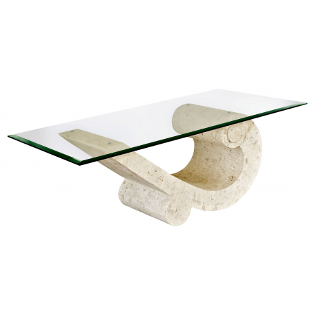 Mactan Stone and Glass Sea Crest Coffee Table