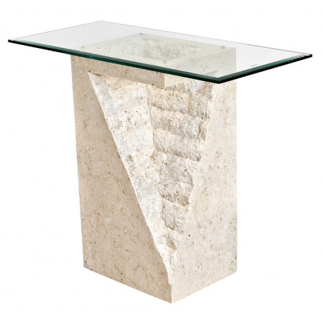 Mactan Stone and Glass Athens Pedestal Table