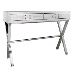 Silver Snakeskin Console Table With Buckle Drawers