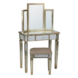 Vintage Venetian Mirror Wooden Edge Dressing Table Set