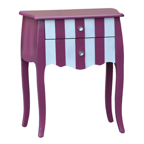 Pink and White Stripe Bedside Lamp Table