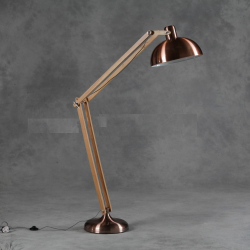 Vintage Copper With Wooden Arms Traditional Extra Large Floor Lamp
