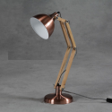 Vintage Copper With Wooden Arms Traditional Desk Lamp