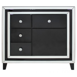Manhattan Black And Clear Mirror 4 Drawer And 1 Door Cabinet