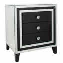 Manhattan Black And Clear Mirror 3 Drawer Bedside Cabinet