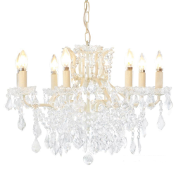8 Branch Antique Crackle White Shallow Chandelier