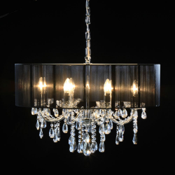Chrome 8 Branch Chandelier With Black Shade