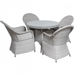 Hamptons Deluxe Garden Furniture Dining Set - Washed Grey Beige Colour