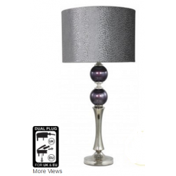 Purple Pearl Table Lamp With Grey Faux Snakeskin Shade