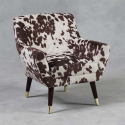 Brown Cowhide Style Fabric Retro Armchair