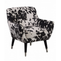 Black Cowhide Style Fabric Retro Armchair