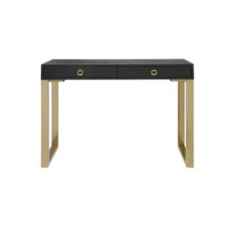 Black 2 Drawer Faux Snakeskin Console Table