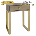 Gold 1 Drawer Faux Lizard Skin End Table