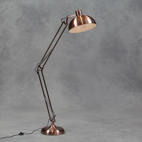 Vintage Copper XXL Classic Desk Style Floor Lamp (Black Fabric Flex)
