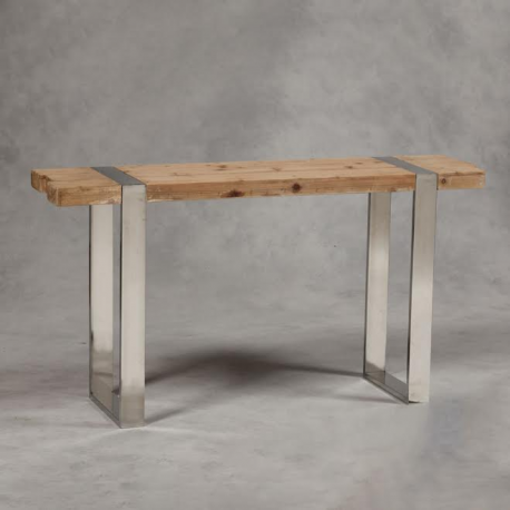 Hoxton Rustic Wood and Stainless Steel Console Table